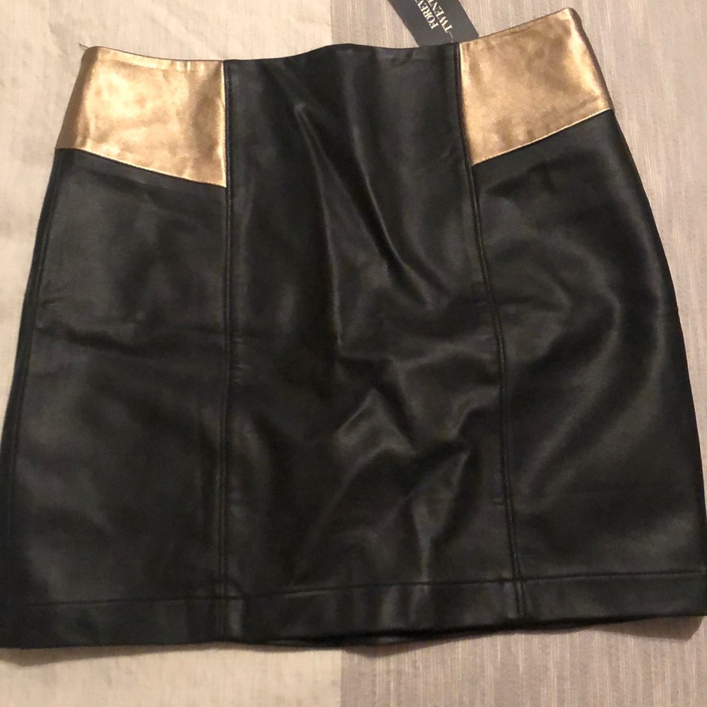 Leather black and gold mini skirt